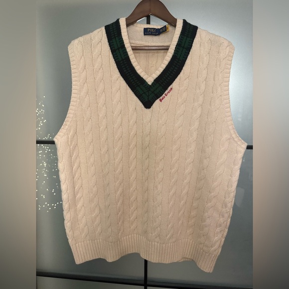 Polo Ralph Lauren Other - Polo by Ralph Lauren “Polo Tennis” Men's Cream Cable Knit Sweater Vest